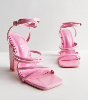 Pink 2 Part Square Toe Block Heel Sandals New Look