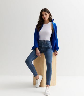 Blue Mid Rise Amie Skinny Jeans New Look