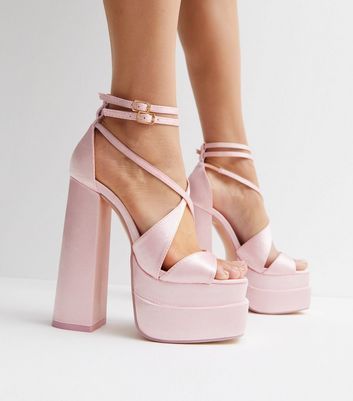 Pink Double Platform Block Heel Sandals New Look