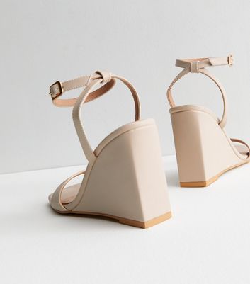 Off White Leather-Look Wedge Heel Sandals New Look