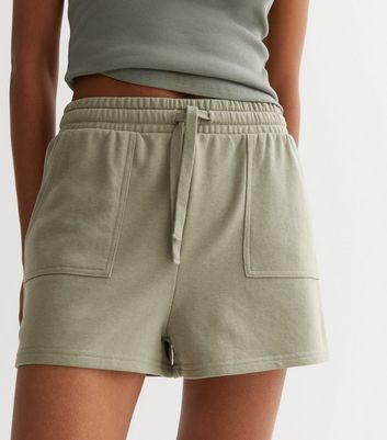 Olive Jersey Utility Shorts New Look