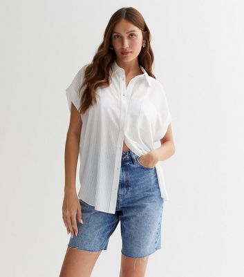 White Check Short Sleeve Shirt New Look