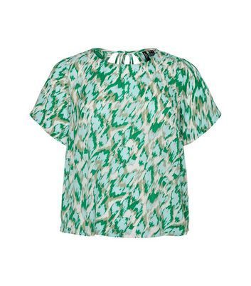 Curves Green Abstract Short Sleeve Top New Look