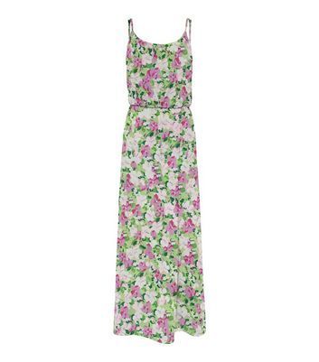 Green Floral Strappy Maxi Dress New Look