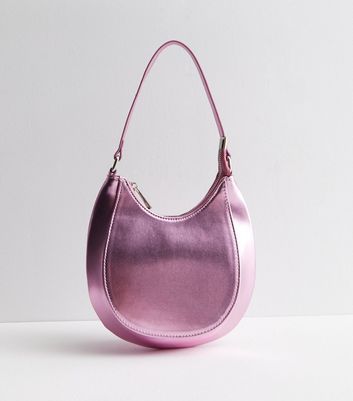 Mid Pink Metallic Shoulder Bag New Look