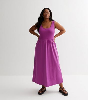 Curves Dark Purple Jersey Sleeveless Maxi Dress New Look