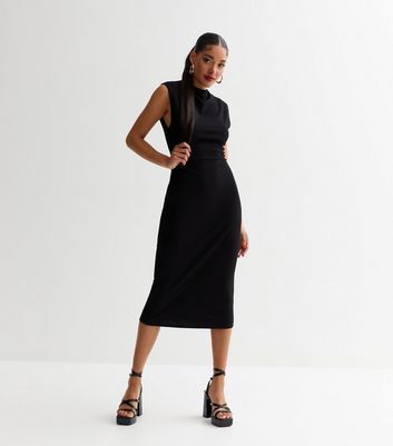 Black Jersey Sleeveless Midi Dress New Look