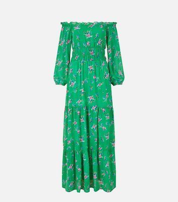 Green Floral Maxi Dress New Look