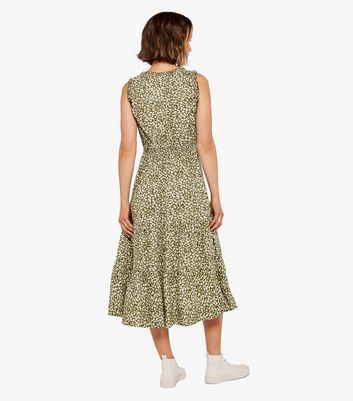 Olive Abstract Midi Dress New Look
