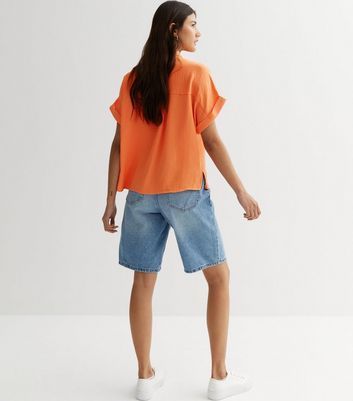Bright Orange Short Sleeve Pocket Front Shirt New Look