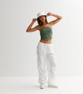 White Parachute Trousers New Look