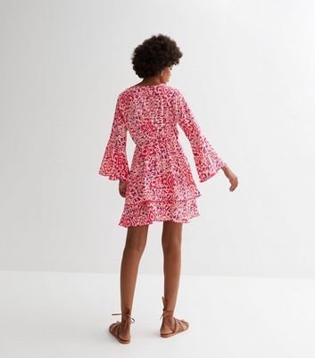 Pink Swirl Mini Wrap Dress New Look