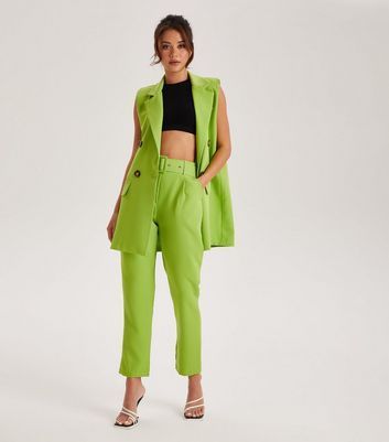 Light Green Belted Trousers New Look