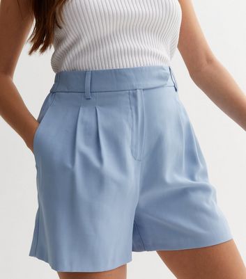 Pale Blue High Waist Tailored Shorts New Look