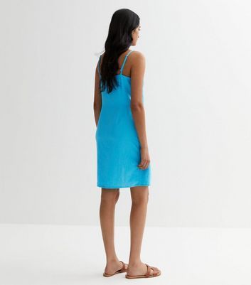 Turquoise Linen Mini Dress New Look