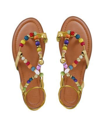 Multicoloured Beaded Strappy Sandals New Look