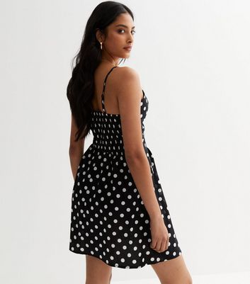 Black Spot Strappy Mini Dress New Look