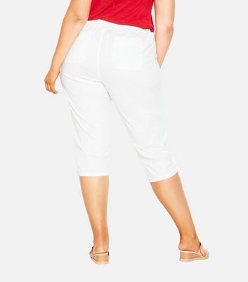 Curves White 3/4 Trousers New Look