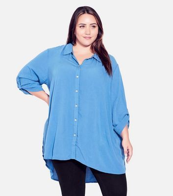 Curves Blue Tunic Shirt New Look