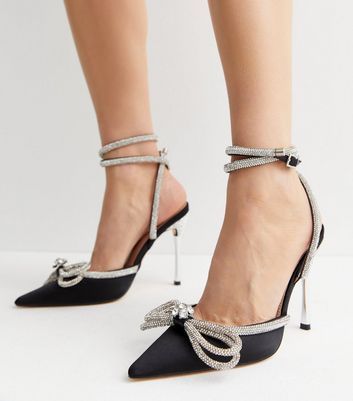 Black Diamanté Stiletto Heel Court Shoes New Look