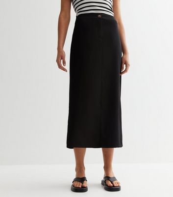 Black Tailored Maxi Skirt New Look
