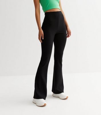 Tall Black Ribbed Flared Trousers New Look