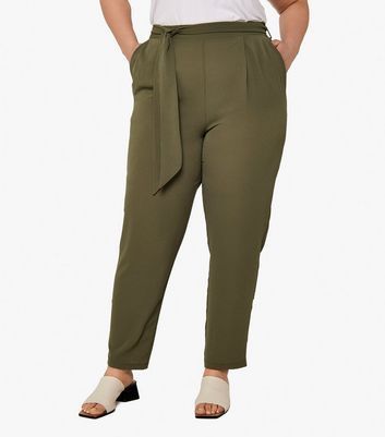 Curves Khaki Tapered Trousers New Look