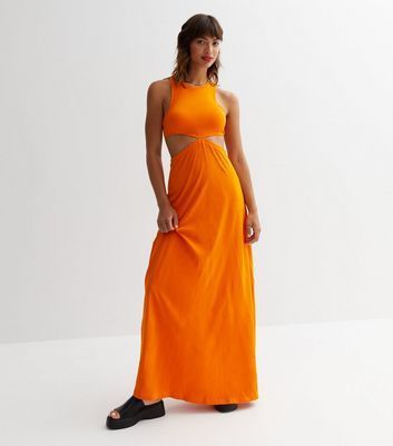 Orange Cut Out Maxi Dress New Look