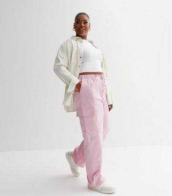 Curves Lilac Wide Leg Cargo Trousers New Look