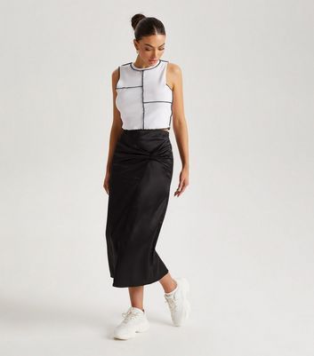 Black Knot Side Midaxi Skirt New Look