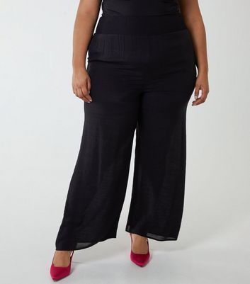 Curves Black Wide Leg Trousers New Look