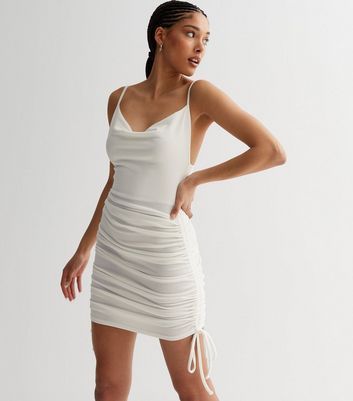 Off White Cowl Neck Strappy Mini Dress New Look