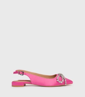 Pink Embellished Bow Ankle Strap Sandals New Look