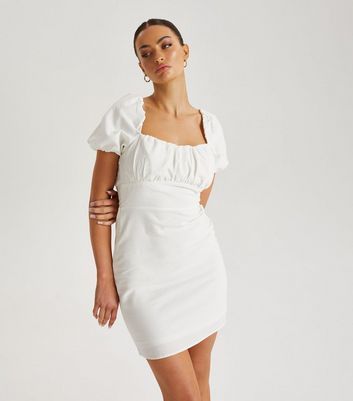 White Puff Sleeve Mini Dress New Look