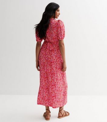 Pink Floral Midaxi Dress New Look