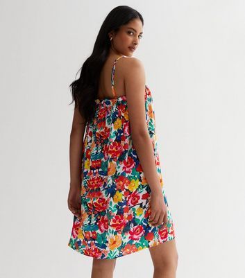 Multicoloured Floral Strappy Mini Dress New Look