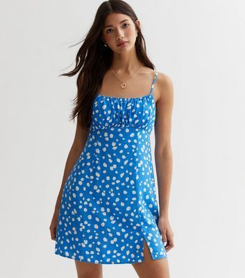 Blue Spot Strappy Mini Dress New Look