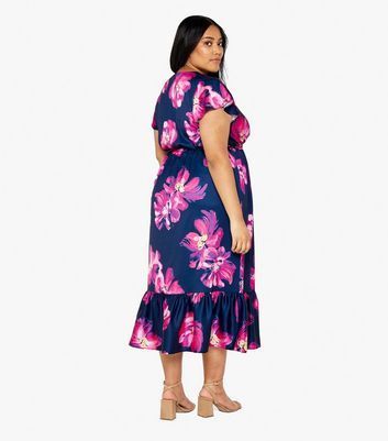 Curves Navy Floral Midaxi Dress New Look