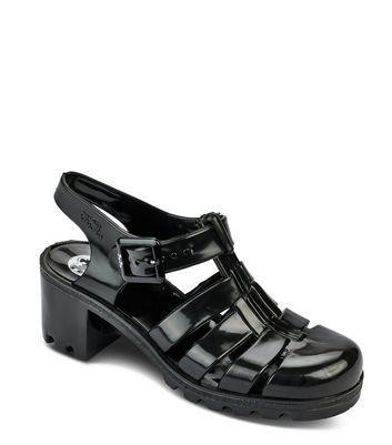 Black Chunky Jelly Heel Sandals New Look