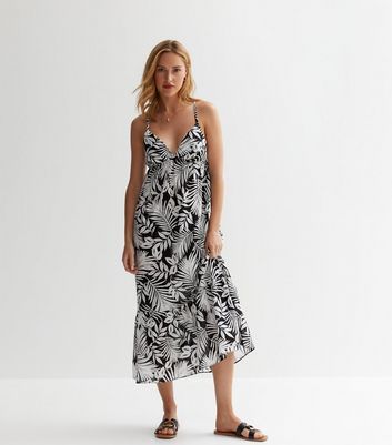 Black Leafy Strappy Midaxi Dress New Look