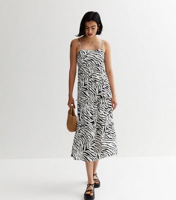 White Zebra Strappy Midaxi Sun Dress New Look