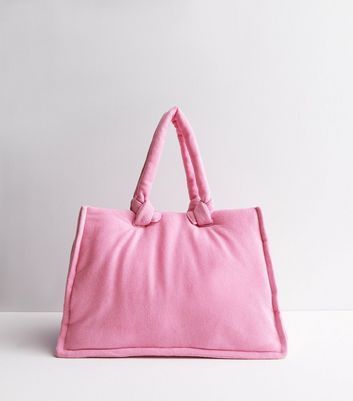 Pink Towelling Tote Bag New Look