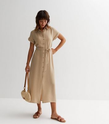 Stone Belted Midaxi Shirt Dress New Look