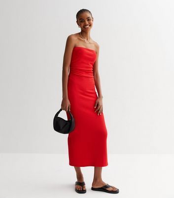 Red Bandeau Midaxi Dress New Look
