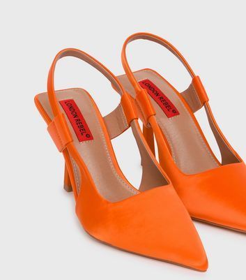 Bright Orange Pointed Toe Mid Stiletto Heel Sandals New Look
