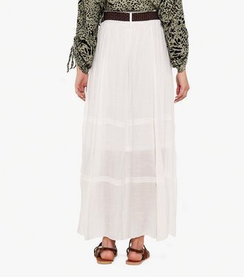 White Belted Maxi Skirt New Look