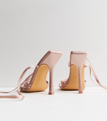 Pink Satin Strappy Stiletto Heel Sandals New Look