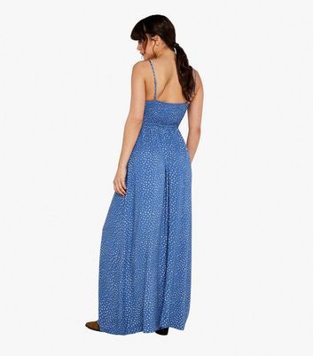 Blue Animal Print Button Front Strappy Maxi Dress New Look