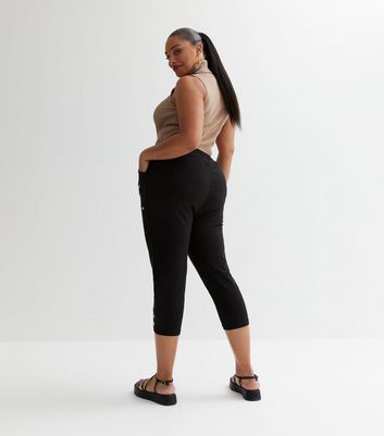 Curves Black Utility Crop Trousers New Look