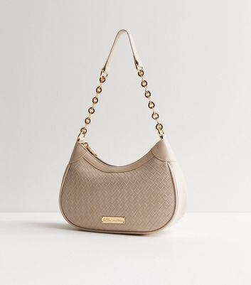 Cream Leather-Look Woven Shoulder Bag New Look